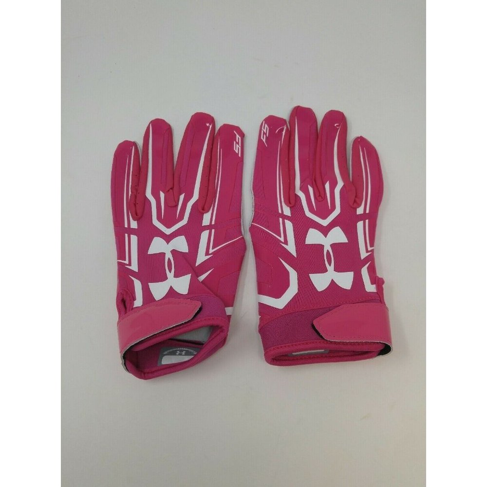 New Under Armour Men's Pink/White WR Football Gloves - Size XLarge